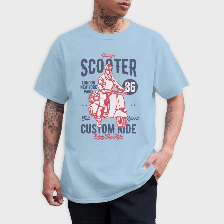 Vintage Scooter, Tricou Barbati (Unisex)