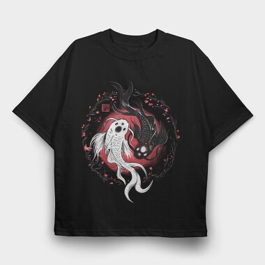 Koi Fish Yin Yang, Tricou Oversize Barbati (Unisex)