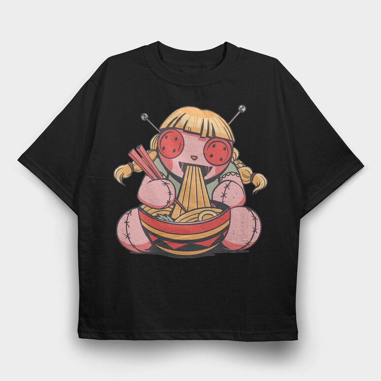 Voodoo Doll Eating Spaghetti, Tricou Oversize Barbati (Unisex)