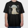 Cat With A Mushroom Hat, Tricou Oversize Barbati (Unisex)
