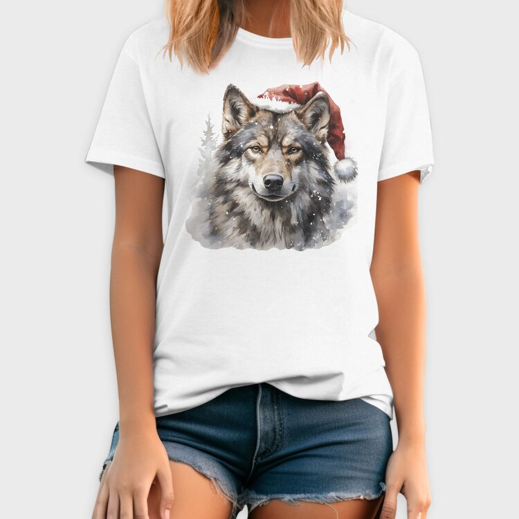 Wolf In Santa Hat Christmas Tote, Tricou Barbati (Unisex)
