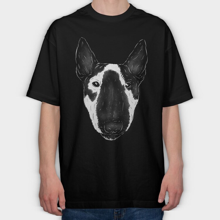 Miniature Bull Terrier, Tricou Oversize Barbati (Unisex)