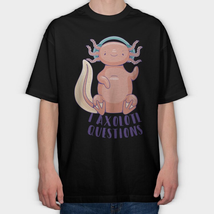 Axolotl With Headphones, Tricou Oversize Barbati (Unisex)
