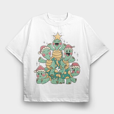 Christmas Turtles Tree X Mas, Tricou Oversize Barbati (Unisex)