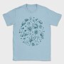 Circle Of Flowers And Leaves Botanical Line Elements, Tricou Barbati (Unisex)