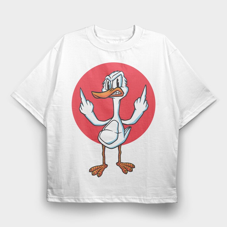Angry Duck Fuck You, Tricou Oversize Barbati (Unisex)