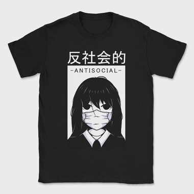 Anime Antisocial Girl Face Mask, Tricou Barbati (Unisex)