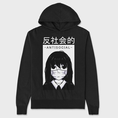 Anime Antisocial Girl Face Mask, Hanorac Oversize Barbati (Unisex)