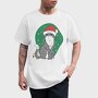 Cat With Fairy Lights Christmas, Tricou Barbati (Unisex)