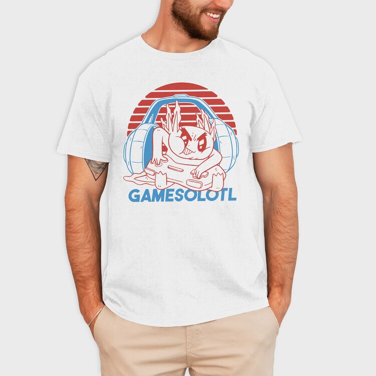 Axolotl With Joystick And Headphones Gamer, Tricou Barbati (Unisex)