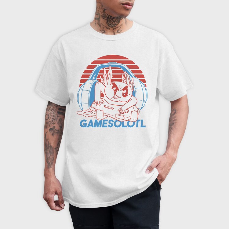 Axolotl With Joystick And Headphones Gamer, Tricou Barbati (Unisex)