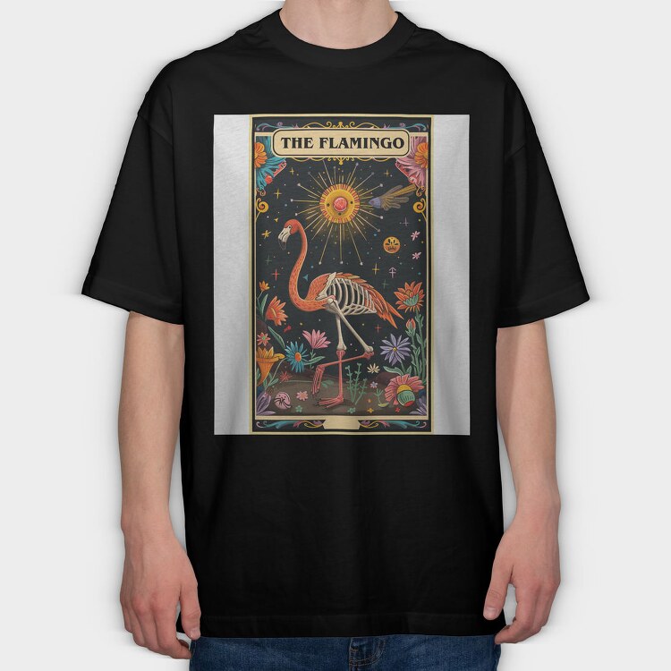 The Flamingo Skeleton, Tricou Oversize Barbati (Unisex)