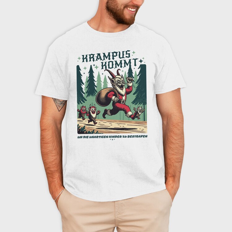 Krampus Comes Retro Comic, Tricou Barbati (Unisex)