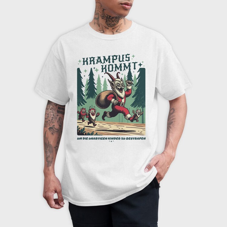 Krampus Comes Retro Comic, Tricou Barbati (Unisex)