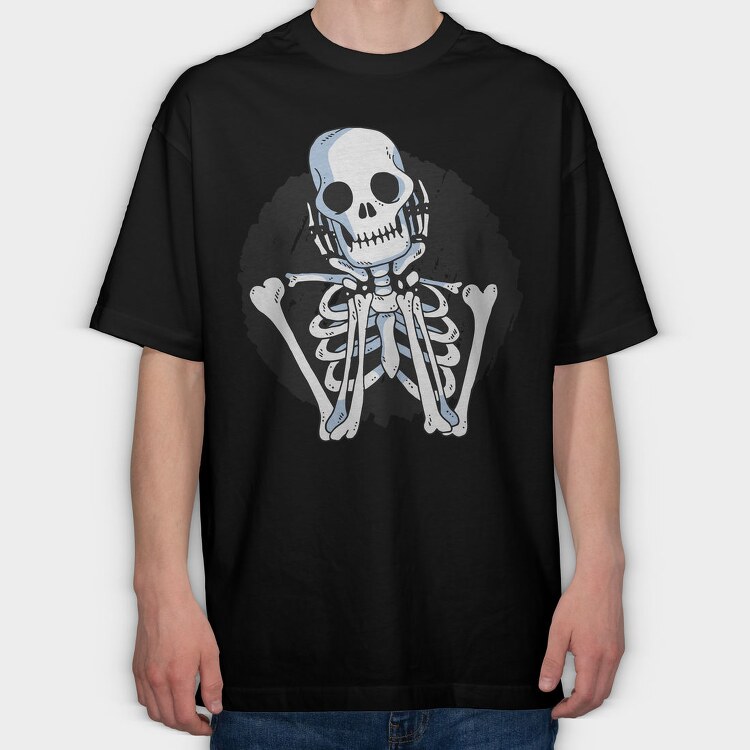Waiting Skeleton Illustration 001, Tricou Oversize Barbati (Unisex)