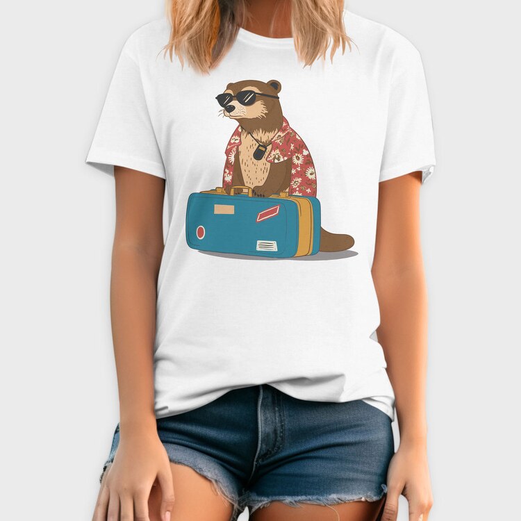 Otter Animal On Vacation Travel, Tricou Barbati (Unisex)