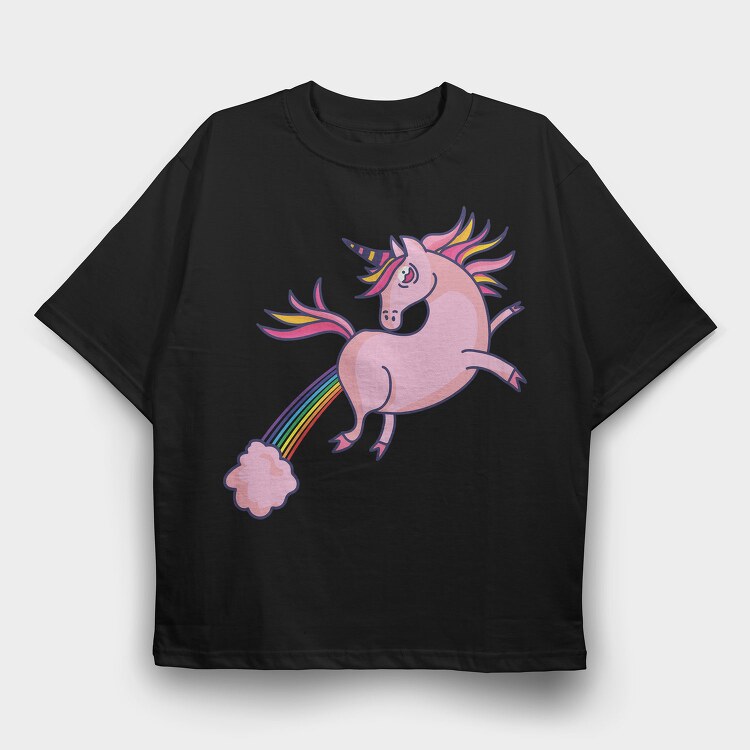 Pink Unicorn Flying 002, Tricou Oversize Barbati (Unisex)