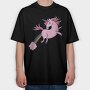 Pink Unicorn Flying 002, Tricou Oversize Barbati (Unisex)