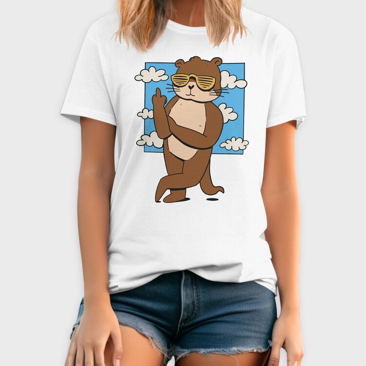 Otter Animal With Cool Sunglasses, Tricou Barbati (Unisex)