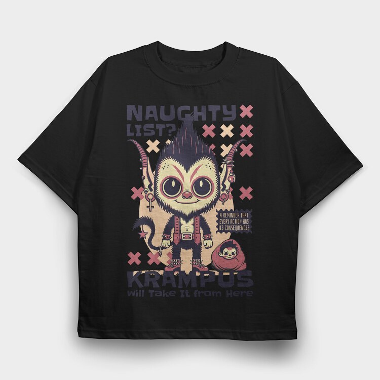 Krampus Naughty List, Tricou Oversize Barbati (Unisex)