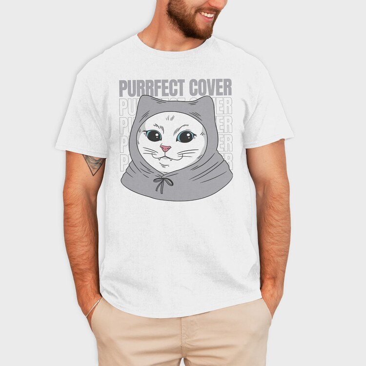 Cat With Grey Hoodie, Tricou Barbati (Unisex)