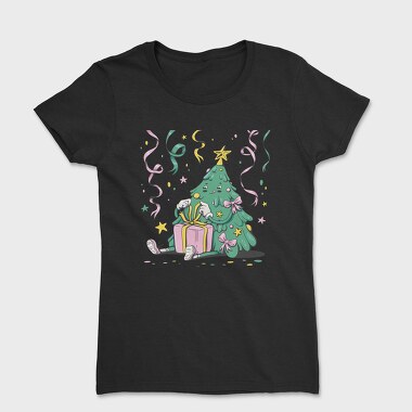 Christmas Tree New Year Character Present Pillow, Tricou Femei