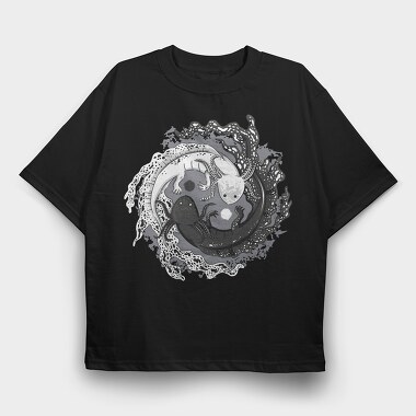 Axolotl Yin Yang Balance, Tricou Oversize Barbati (Unisex)