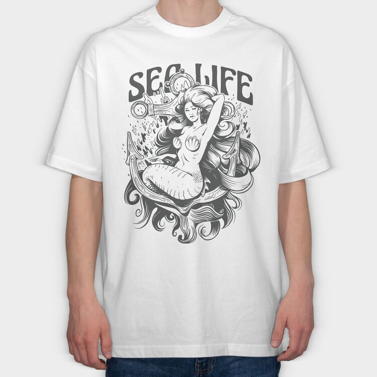 Mermaid Sea Life, Tricou Oversize Barbati (Unisex)