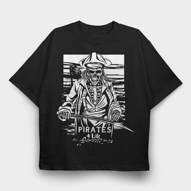 Pirate Skeleton, Tricou Oversize Barbati (Unisex)