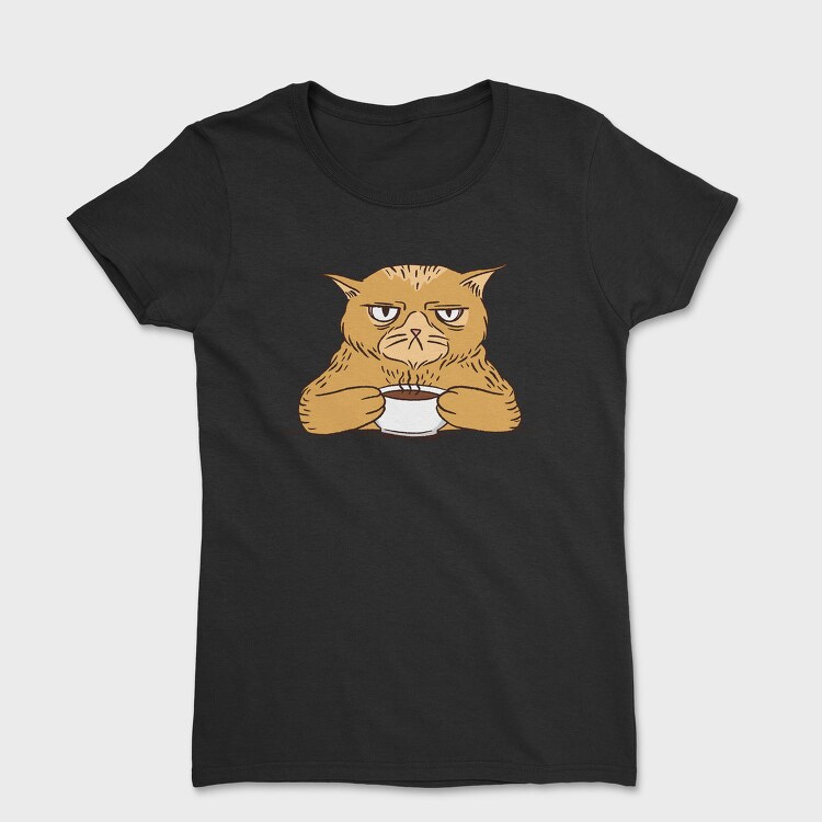 Angry Coffee Cat Grumpy, Tricou Femei