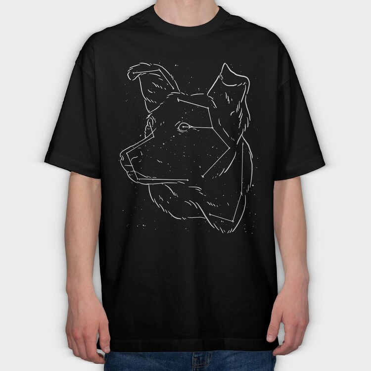 Labrador Dog Constellation Laika, Tricou Oversize Barbati (Unisex)
