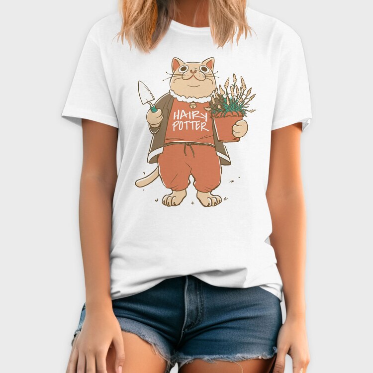 Cat With Plant Pottery, Tricou Barbati (Unisex)