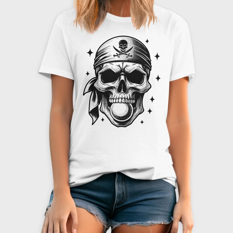 Pirate Skull Blowing Bubblegum, Tricou Barbati (Unisex)