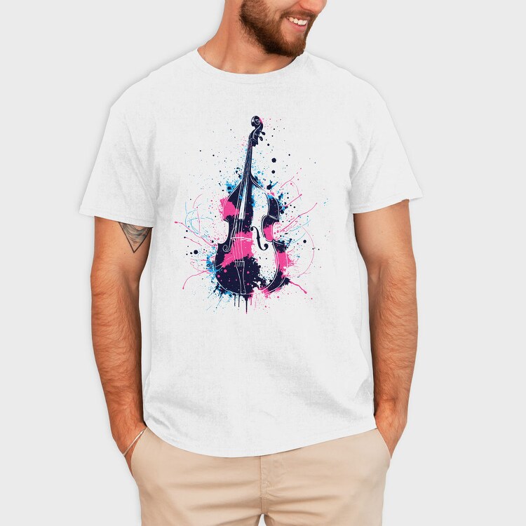 Double Bass Paint Splash, Tricou Barbati (Unisex)