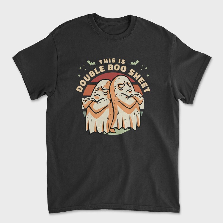 Double Boo Sheet Funny Halloween Ghosts Pun, Tricou Barbati (Unisex)