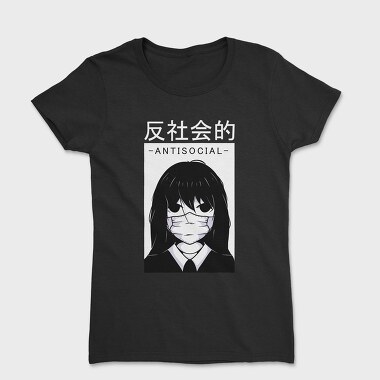 Anime Antisocial Girl Face Mask, Tricou Femei