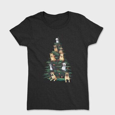 Christmas Tree With Dogs Realistic, Tricou Femei