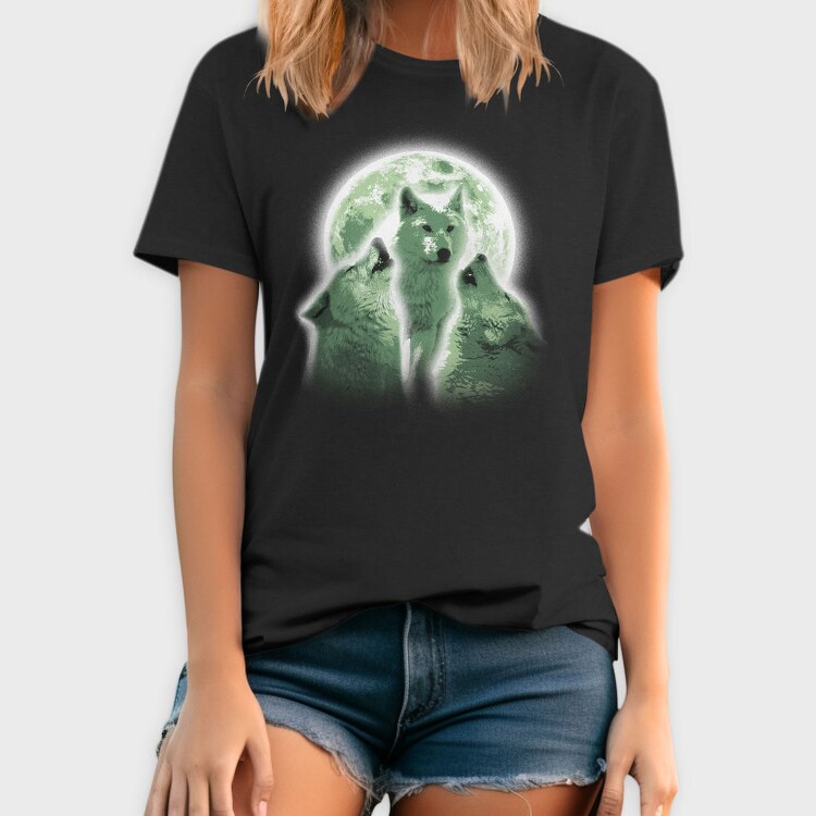 Wolves Howling At The Moon Wolf And, Tricou Barbati (Unisex)