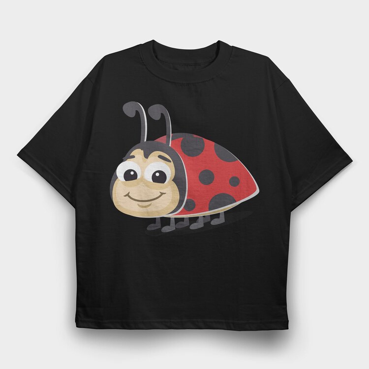 Ladybug Smiley, Tricou Oversize Barbati (Unisex)