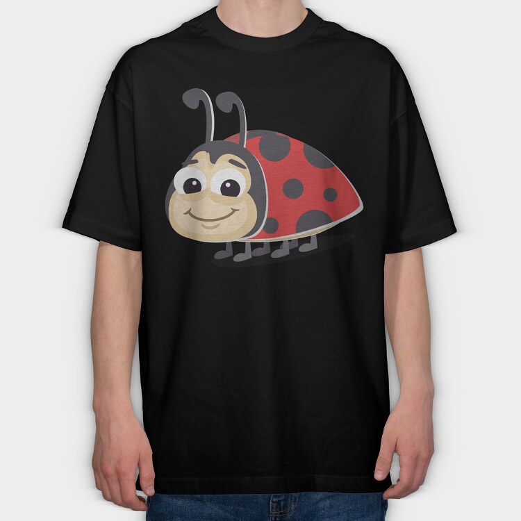 Ladybug Smiley, Tricou Oversize Barbati (Unisex)