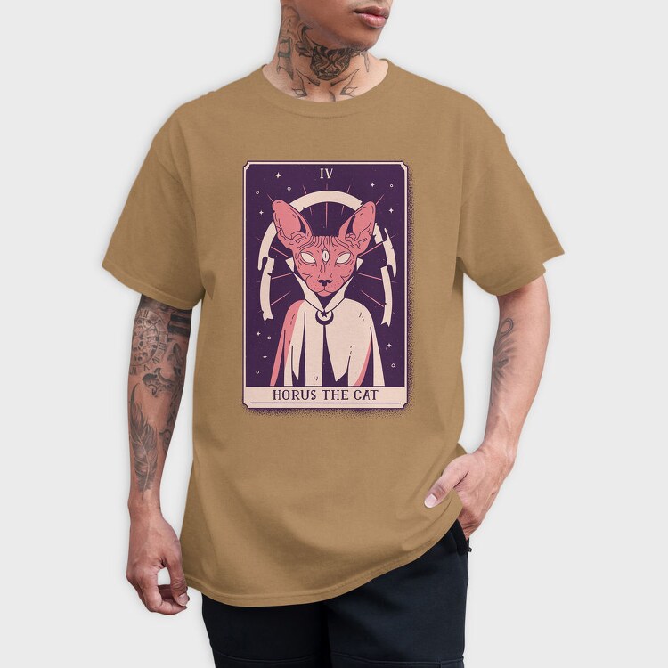 Cat Wizard Mystical Tarot Card Horus The Si, Tricou Barbati (Unisex)