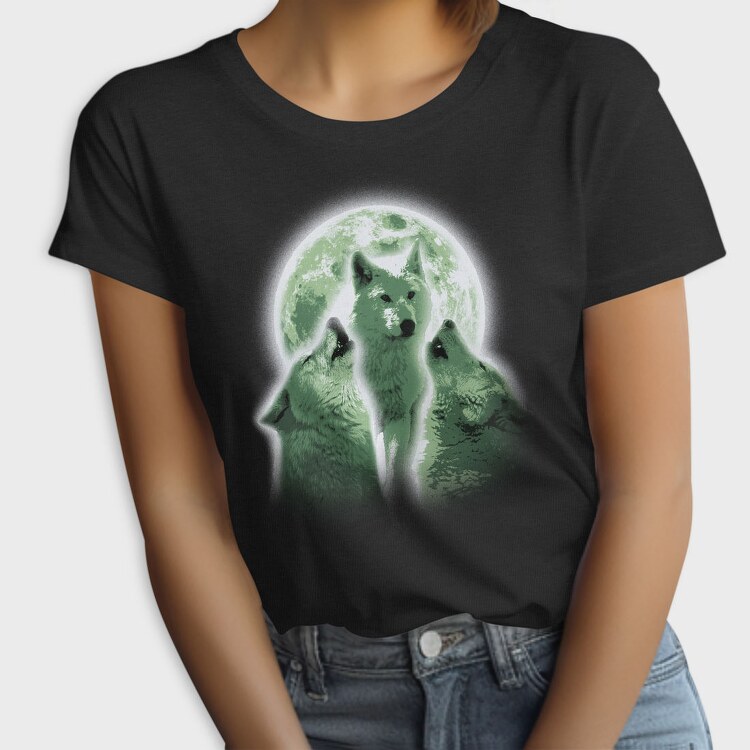 Wolves Howling At The Moon Wolf And, Tricou Femei
