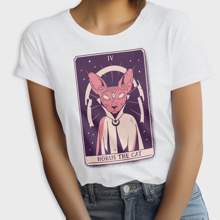 Cat Wizard Mystical Tarot Card Horus The Si, Tricou Femei