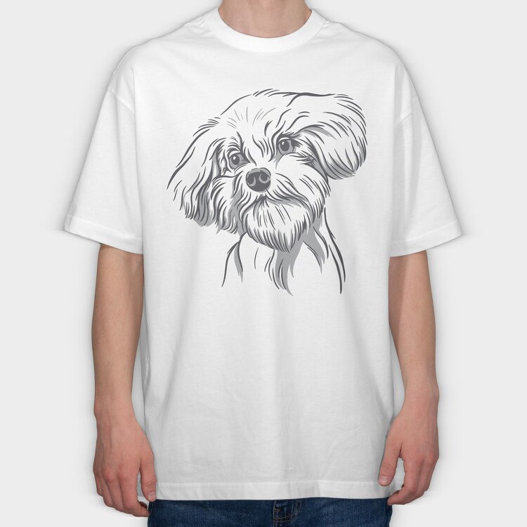 Cool Dog Illustration Doodle, Tricou Oversize Barbati (Unisex)