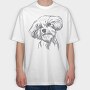 Cool Dog Illustration Doodle, Tricou Oversize Barbati (Unisex)