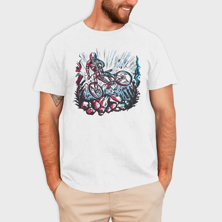 Downhill Biker Stunt, Tricou Barbati (Unisex)