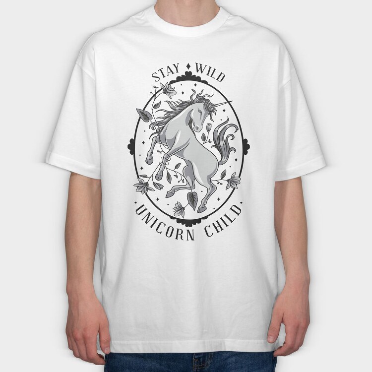 Cool Wild Unicorn 01, Tricou Oversize Barbati (Unisex)