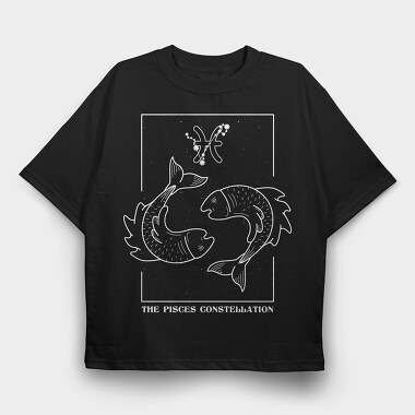 Pisces Constellation Zodiac, Tricou Oversize Barbati (Unisex)