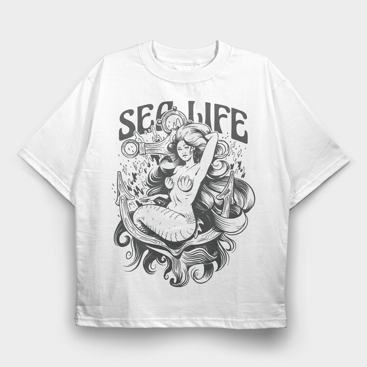 Mermaid Sea Life, Tricou Oversize Barbati (Unisex)