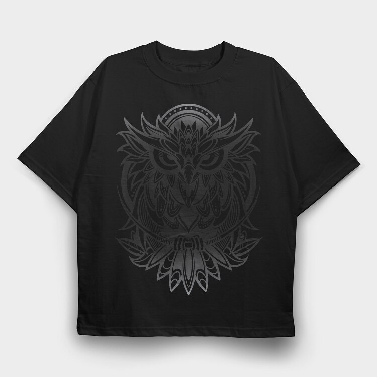 Owl Bird Animal Tribal, Tricou Oversize Barbati (Unisex)